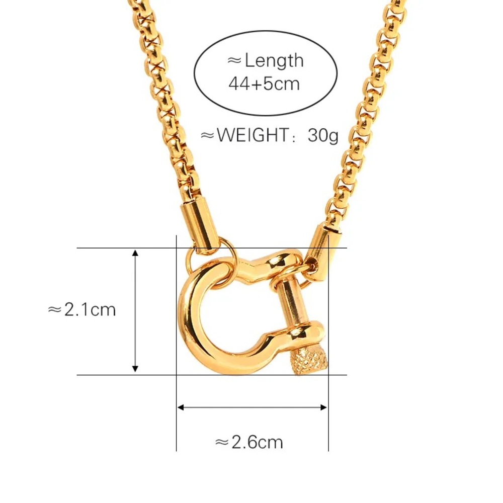 Horse-bit Style Necklace - 18k Gold Plated Titanium Stainless Steel - Picture 3 of 5